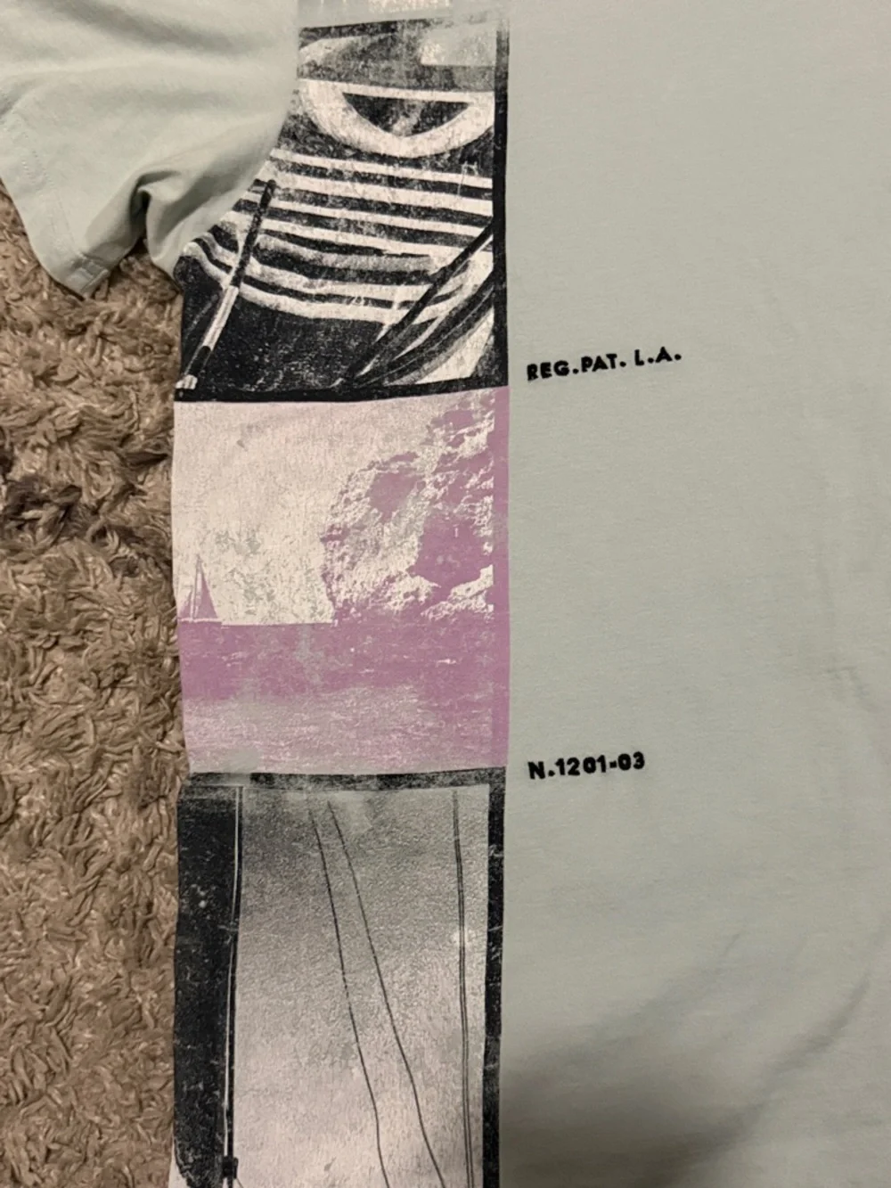 GUESS Men's Light Mint Graphic Short-Sleeve Tee with Purple Accents - Picture 4 of 5